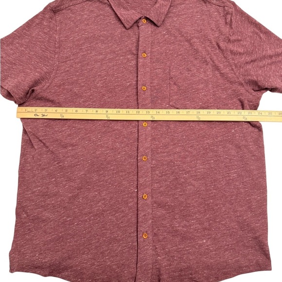Lucky Brand‎ Short Sleeve Button Up Shirt Men's XXL Heathered Red Casual - Picture 7 of 8